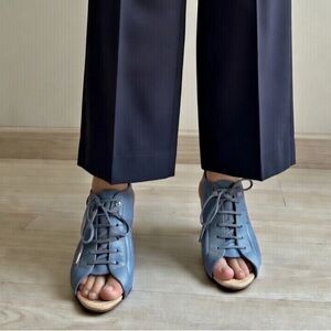 Tods Slingback Style Peep Toe Lace Up Heels, 9.5